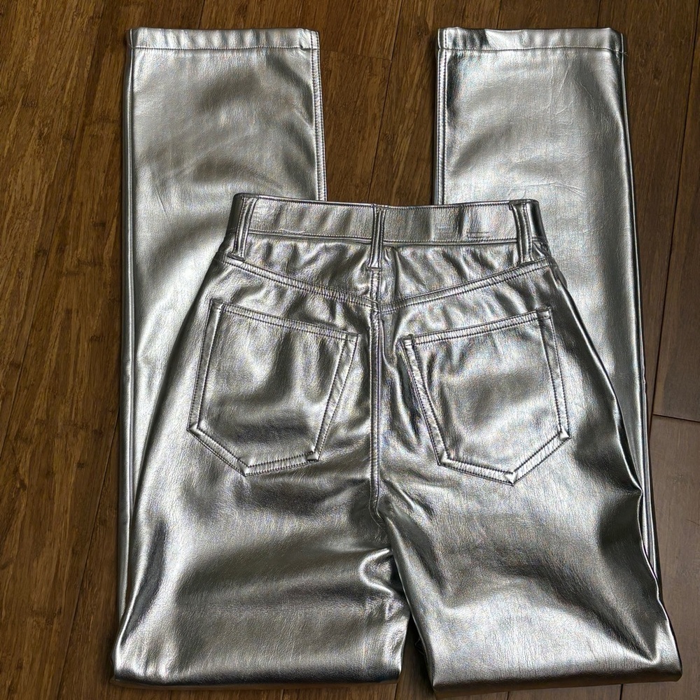 Abercrombie & Fitch Women's Metallic Silver Straight Leg Pants